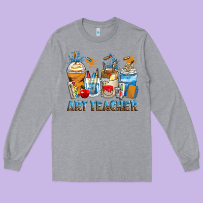 Art Teacher Coffee Cups Long Sleeve Tee Designed By Zillion Design Studio