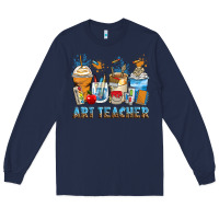 Navy art teacher coffee cups Long Sleeve Tee - Zillion Design Studio