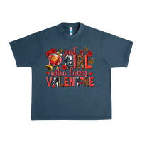 Midnight Navy just a girl who loves valentine Urban Heavy Tee - texasbilliewilder