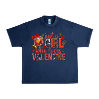 Navy just a girl who loves valentine Urban Heavy Tee - texasbilliewilder