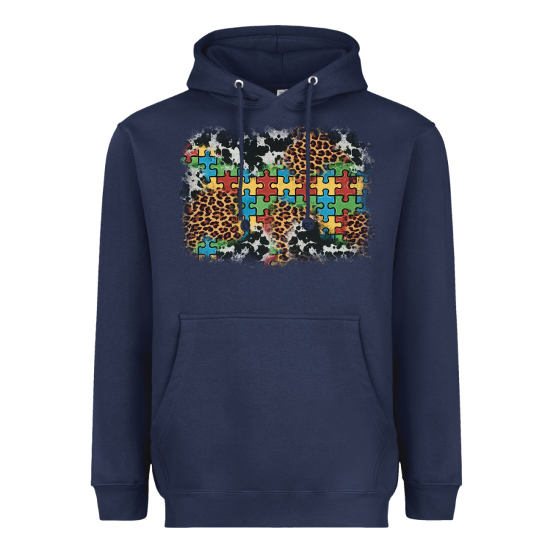 Autism Awareness Leopard Cowhide Background Heavyweight Hoodie by Artiststas | Teevron