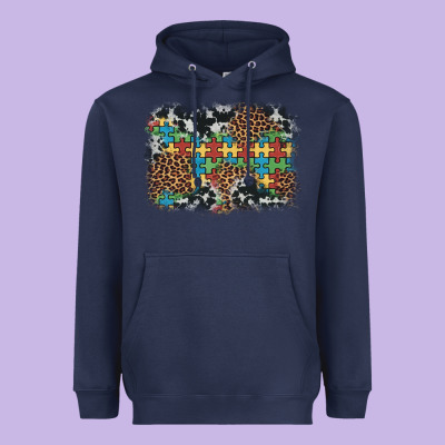 Autism Awareness Leopard Cowhide Background Heavyweight Hoodie Designed By Artiststas