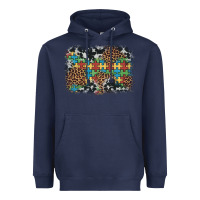 Navy autism awareness leopard cowhide background Heavyweight Hoodie - Artiststas