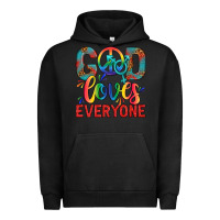 Pigment Black Lgbtq God Loves Everyone With Unicorn Urban Hoodie - BundleAndBundleShop