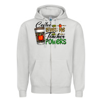 Dove Grey coffee gives me teacher powers Zipper Hoodie - CowhideDigitalArt