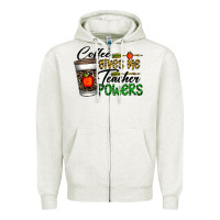 Oatmeal Heather coffee gives me teacher powers Zipper Hoodie - CowhideDigitalArt
