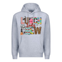 Heather Grey lunch lady crew Premium Hoodie - NancyCooperArtShop
