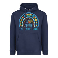 Navy in april we wear blue autism awareness leopard rainbow Heavyweight Hoodie - Artiststas