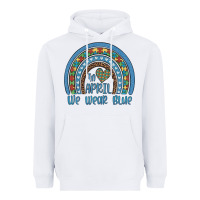 White in april we wear blue autism awareness leopard rainbow Heavyweight Hoodie - Artiststas