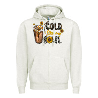 Oatmeal Heather cold like my soul Zipper Hoodie - CowhideDigitalArt