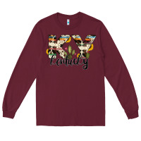 Burgundy kentucky state cowhide serape cactus Long Sleeve Tee - RanaPortraitStore