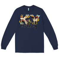 Navy kentucky state cowhide serape cactus Long Sleeve Tee - RanaPortraitStore