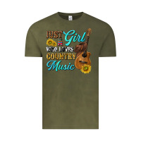 Vintage Olive just a girl who loves country music Vintage Tee - texasbilliewilder