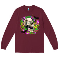 Burgundy halloween skull Long Sleeve Tee - AdoDesignShop