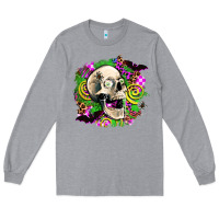 Heather Grey halloween skull Long Sleeve Tee - AdoDesignShop