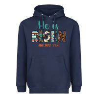 Navy he is risen Heavyweight Hoodie - Artiststas