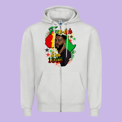 Free Ish Since 1865 Black Man Zipper Hoodie Designed By Hra Design Shop