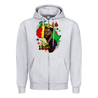 Heather Grey free ish since 1865 black man Zipper Hoodie - HRA Design Shop