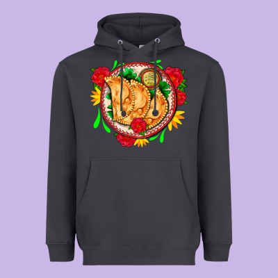 Empanadas Plate And Roses Heavyweight Hoodie Designed By Adodesignshop