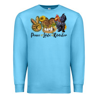 Ocean Blue peace love rooster Premium Sweatshirt - LillyAllenDesigns