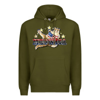 Army Green meowica cat Premium Hoodie - NancyCooperArtShop