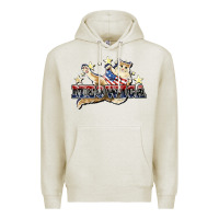 Oatmeal Heather meowica cat Premium Hoodie - NancyCooperArtShop