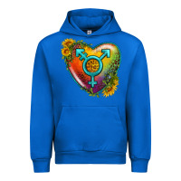 Cobalt Lgbtq Heart With Sunflower Urban Hoodie - BundleAndBundleShop