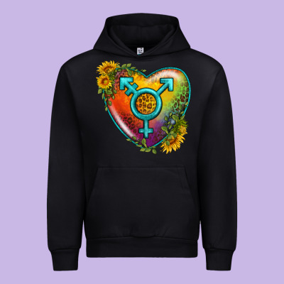 Lgbtq Heart With Sunflower Urban Hoodie Designed By Bundleandbundleshop