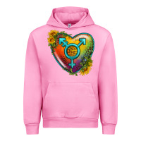 Fuchsia Pink Lgbtq Heart With Sunflower Urban Hoodie - BundleAndBundleShop