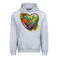Heather Grey Lgbtq Heart With Sunflower Urban Hoodie - BundleAndBundleShop