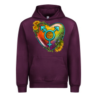 Mauve Wine Lgbtq Heart With Sunflower Urban Hoodie - BundleAndBundleShop