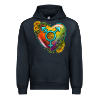 Navy Lgbtq Heart With Sunflower Urban Hoodie - BundleAndBundleShop