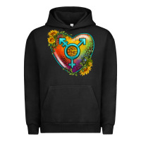 Pigment Black Lgbtq Heart With Sunflower Urban Hoodie - BundleAndBundleShop