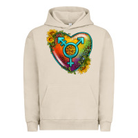 Pigment French Oak Lgbtq Heart With Sunflower Urban Hoodie - BundleAndBundleShop