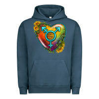 Pigment Midnight Navy Lgbtq Heart With Sunflower Urban Hoodie - BundleAndBundleShop