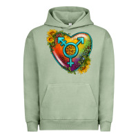 Pigment Oil Green Lgbtq Heart With Sunflower Urban Hoodie - BundleAndBundleShop