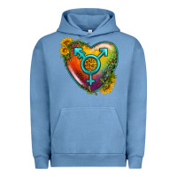 Pigment Pebble Blue Lgbtq Heart With Sunflower Urban Hoodie - BundleAndBundleShop