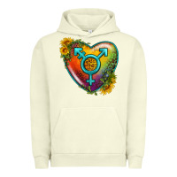 Pigment Pistachio Lgbtq Heart With Sunflower Urban Hoodie - BundleAndBundleShop