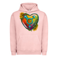 Pigment Salmon Lgbtq Heart With Sunflower Urban Hoodie - BundleAndBundleShop