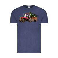 Vintage Denim Christmas Farm Tractor Vintage Tee - RanaPortraitStore