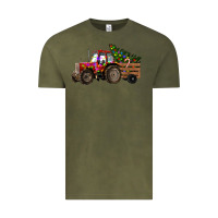 Vintage Olive Christmas Farm Tractor Vintage Tee - RanaPortraitStore