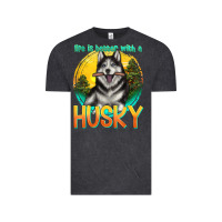 Vintage Black life is better with a husky Vintage Tee - texasbilliewilder