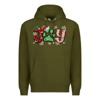 Army Green joy with dog paw Premium Hoodie - MaliasSmallBusiness