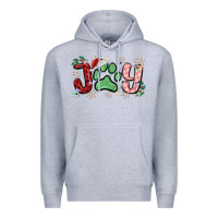 Heather Grey joy with dog paw Premium Hoodie - MaliasSmallBusiness