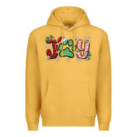 Mustard joy with dog paw Premium Hoodie - MaliasSmallBusiness