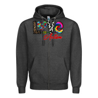 Charcoal Heather love autism Zipper Hoodie - CowhideDigitalArt