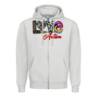 Dove Grey love autism Zipper Hoodie - CowhideDigitalArt