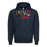 Navy love autism Zipper Hoodie - CowhideDigitalArt