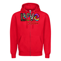 Red love autism Zipper Hoodie - CowhideDigitalArt