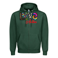 Sports Green love autism Zipper Hoodie - CowhideDigitalArt